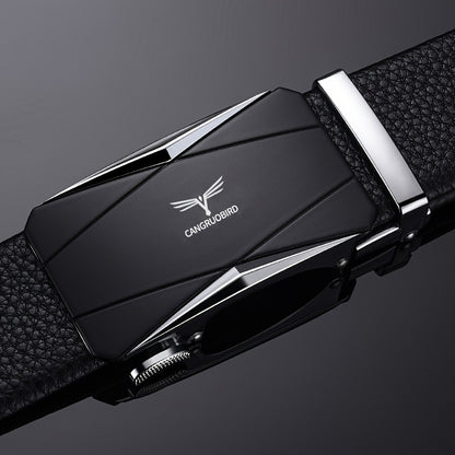 Men'S Fashionable Automatic Buckle Belt - Black, Adjustable, PVC Material, Stylish Design for Casual Attire, Casual Attire Accessory | Modern Casual Belt | Durable Belt Material, Belts for Men