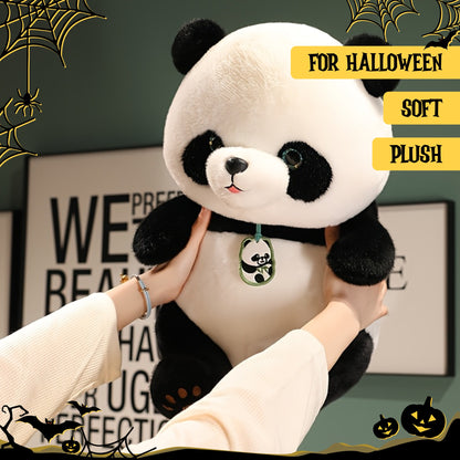 24cm/9.44in Cute Panda Plush Toy - Soft Polyester Stuffed Animal with Black & White Panda Design, Expressive Eyes & Carrot Tail, Perfect for Halloween, Easter, Christmas & Birthday Gifts