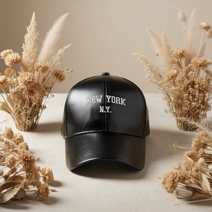 Unisex PU Leather Baseball Cap Adjustable Breathable Style
