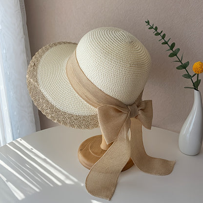 Women's Summer Straw Beach Hat with Moisture Wicking