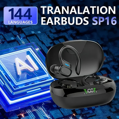 LIFEBEE Real-Time Multi-Language Translation TWS Sports Earbuds, True Wireless Ear Hook Headphones with Microphone, Wireless Connectivity, Volume Control, USB Rechargeable - Ideal for Workout & Daily Use, Wireless Earbuds