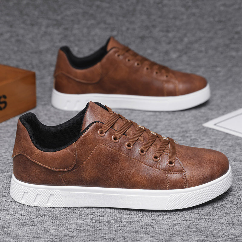 Men's Low-Top PU Sneakers with Cushioned PVC Sole - Minimalist Style