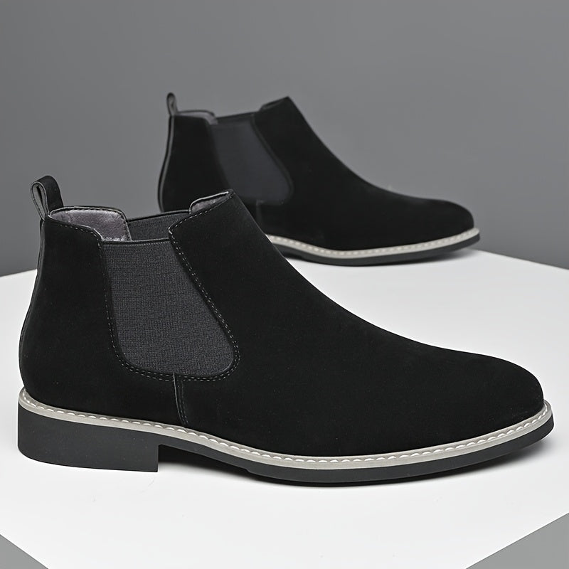High-End Business Men'S Chelsea Boots, Pointed Elastic Ankle Boots, Slip-Resistant And Wear-Resistant Formal Shoes, British Style Slip-On Loafers, Suitable for Both Work And Casual Wear.
