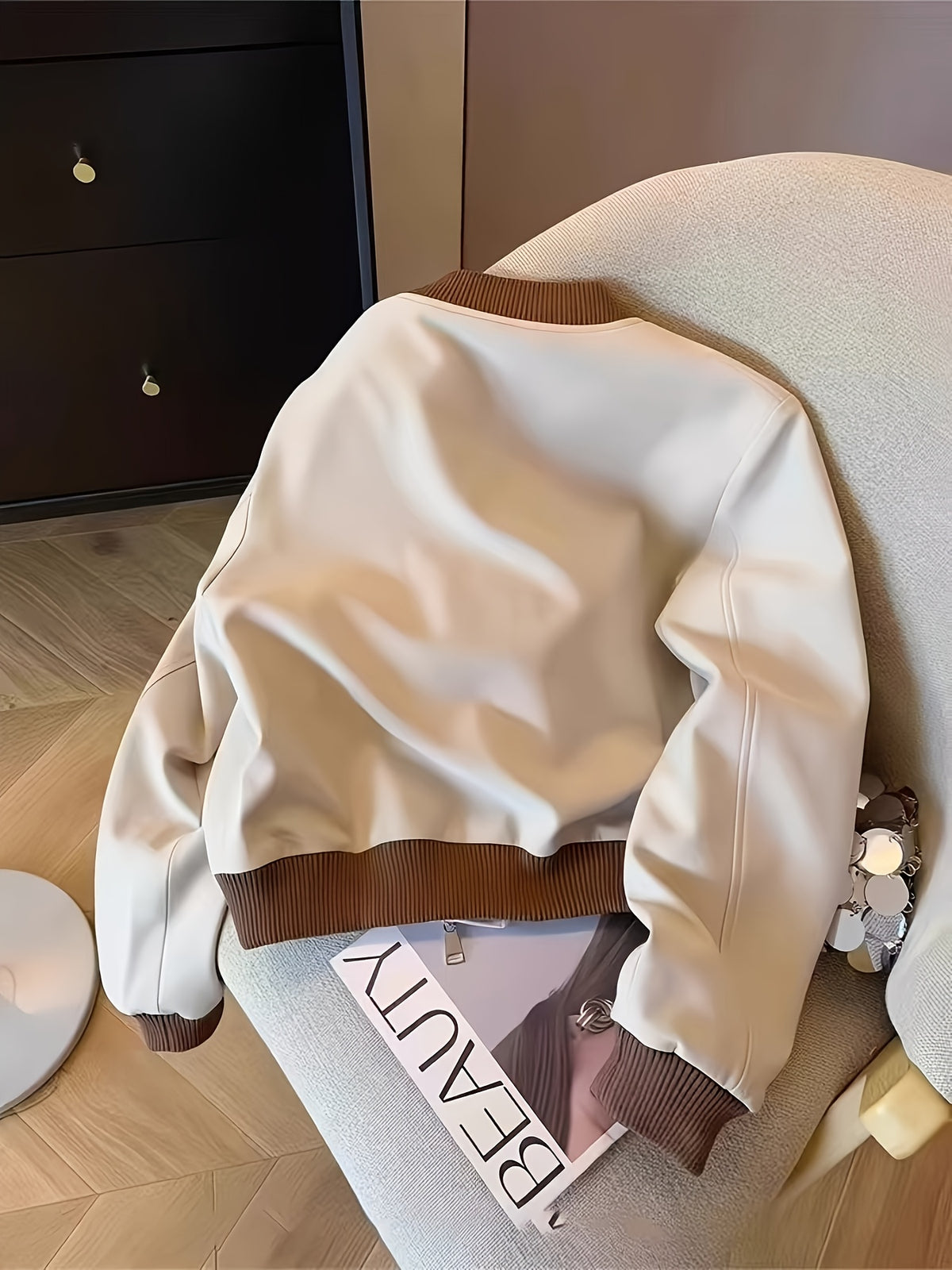 Women's Casual Color-Block Zipper Jacket with Pockets