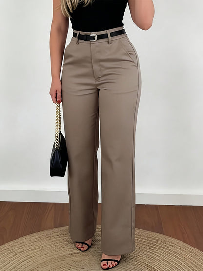 Women's Loose-Fit Straight-Leg Casual Trousers with Elastic Waist