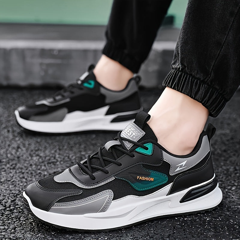 1pc Men'S Cross-Training Shoes | Large Size Casual sneakers for Running and Outdoor Activities, Fashionable, Lightweight, All-Season, Fabric Upper and Sole, PVC Sole, Lace Closure - Warrenxilu - ayq