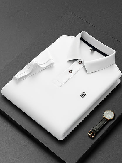 Men'S Stylish Short-Sleeve Polo Shirt Featuring a Contrasting Ribbed Collar And Exquisite, a Timeless And Versatile Choice - ayq