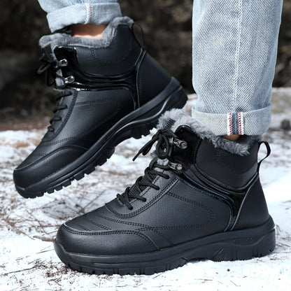 Men's Winter Snow Boots - with Plush Lining and Removable Insole - Slip-Resistant Tread, Suitable for Ice, Snow, Mud, Grass - Men's Casual and Formal Winter Shoes, Lace-Up Ankle Support - All-Terrain Grip - Men's Winter Boots
