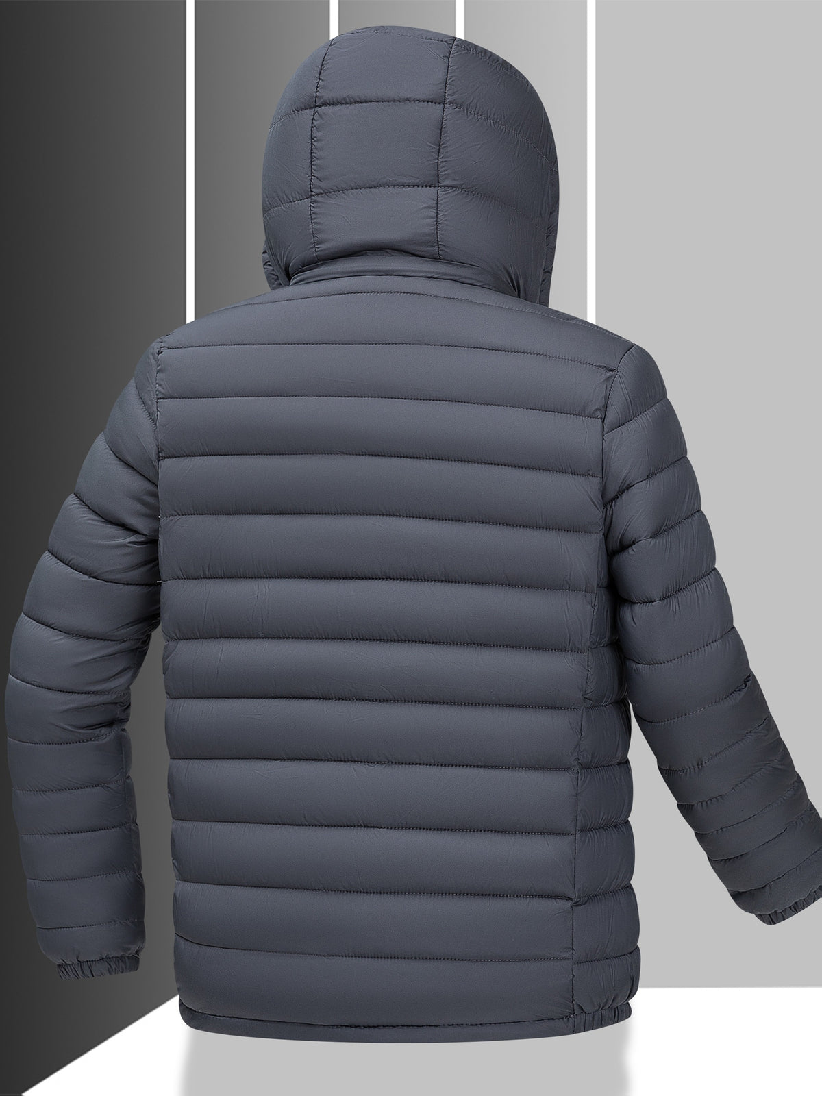 Men's Windproof Quilted Hooded Winter Jacket, Casual Warm Coat