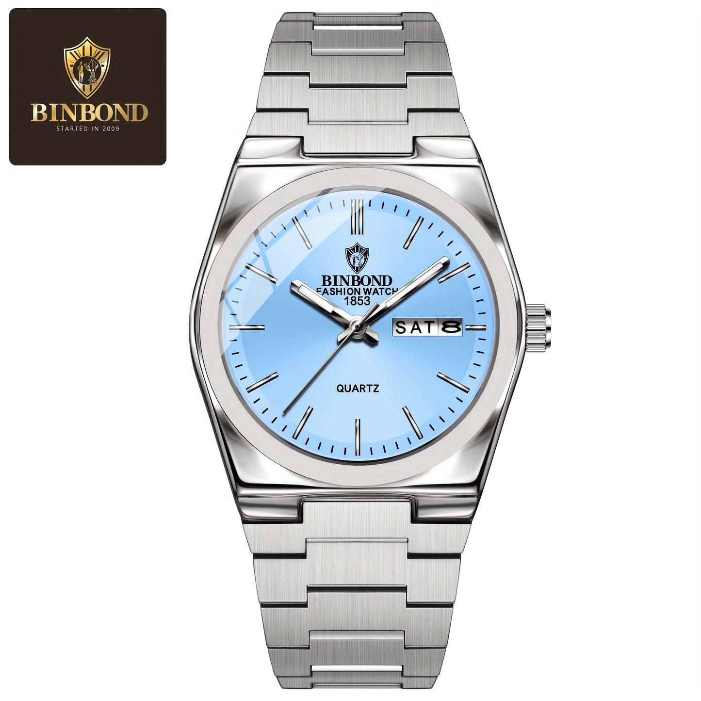 BINBOND Women'S Quartz Watch - Elegant Business & Leisure Timepiece, Stainless Steel Band, Round Zinc Alloy Case, IP67 Rating, Stopwatch Feature, Electronic Drive, Pointer Display, Durable Design for Weeks & Days, Business Ti