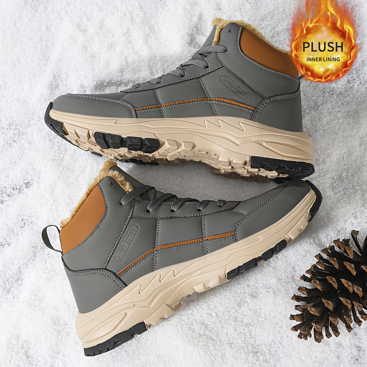 's/Unisex Heavy-Duty Winter/Outdoor/All-Terrain Large Size (Wide Width Available) High-Top All-Terrain Traction Tires, & /TPR Sole, Lace-Up Hiking Boots for Ice, Snow, Mud, Grass - Warm, Casual/Daily Wear (No