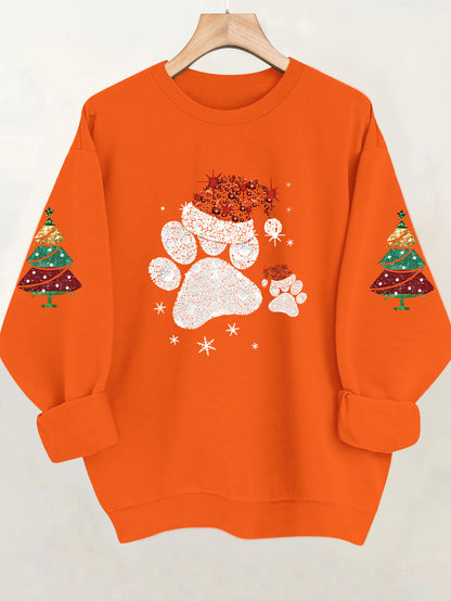 Women'S Glittery Snowman & Santa Hat Print Sweater - Winter Warmth with Red & Snowflakes, Round Neck Casual Sweater for Fall & Winter, Cozy Holiday Outfit For Christmas & New Year's, Christmas Sweater, Seasonal Fashion, Festi