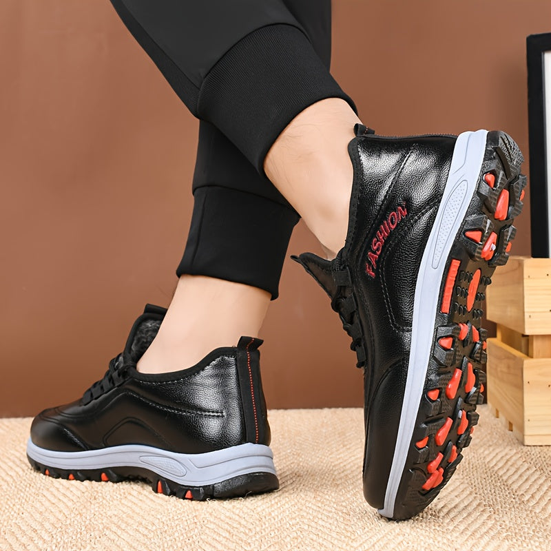 Men'S Winter Shoes - Lightweight Cold Weather Sneakers with Non-Slip Rubber Sole, Brown Formal & Casual Shoes for Dad, Everyday & Formal Events - Easy-Clean Synthetic Upper, Seasonal Footwear, Sleek Design, Comfortable Fit, L