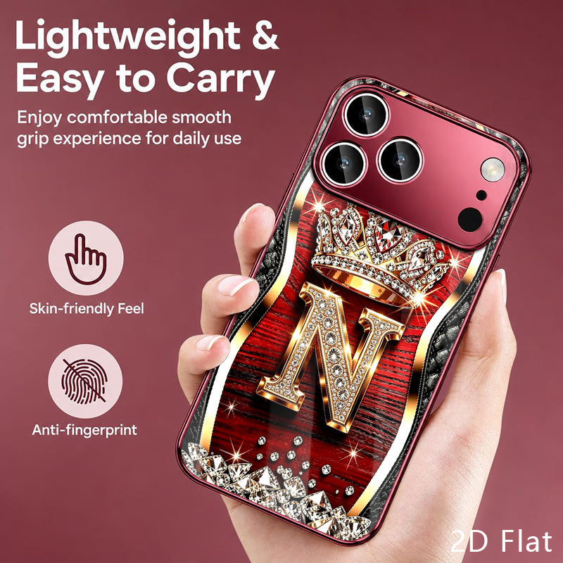 Luxury Crown N Tempered Glass Phone Case for iPhone 18 Pro Max