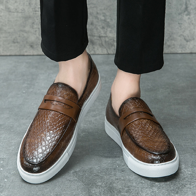 Men's Classic Low-Cut PU Office Loafers Slip-On Shoes