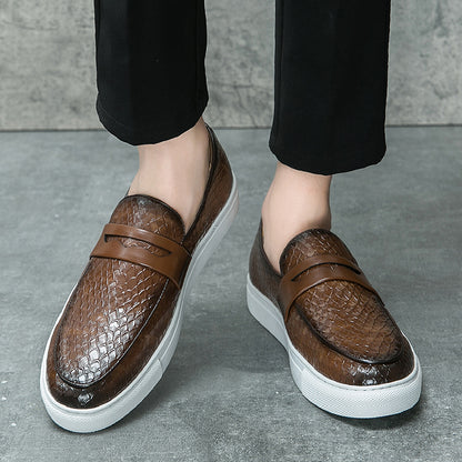 Men's Classic Low-Cut PU Office Loafers Slip-On Shoes
