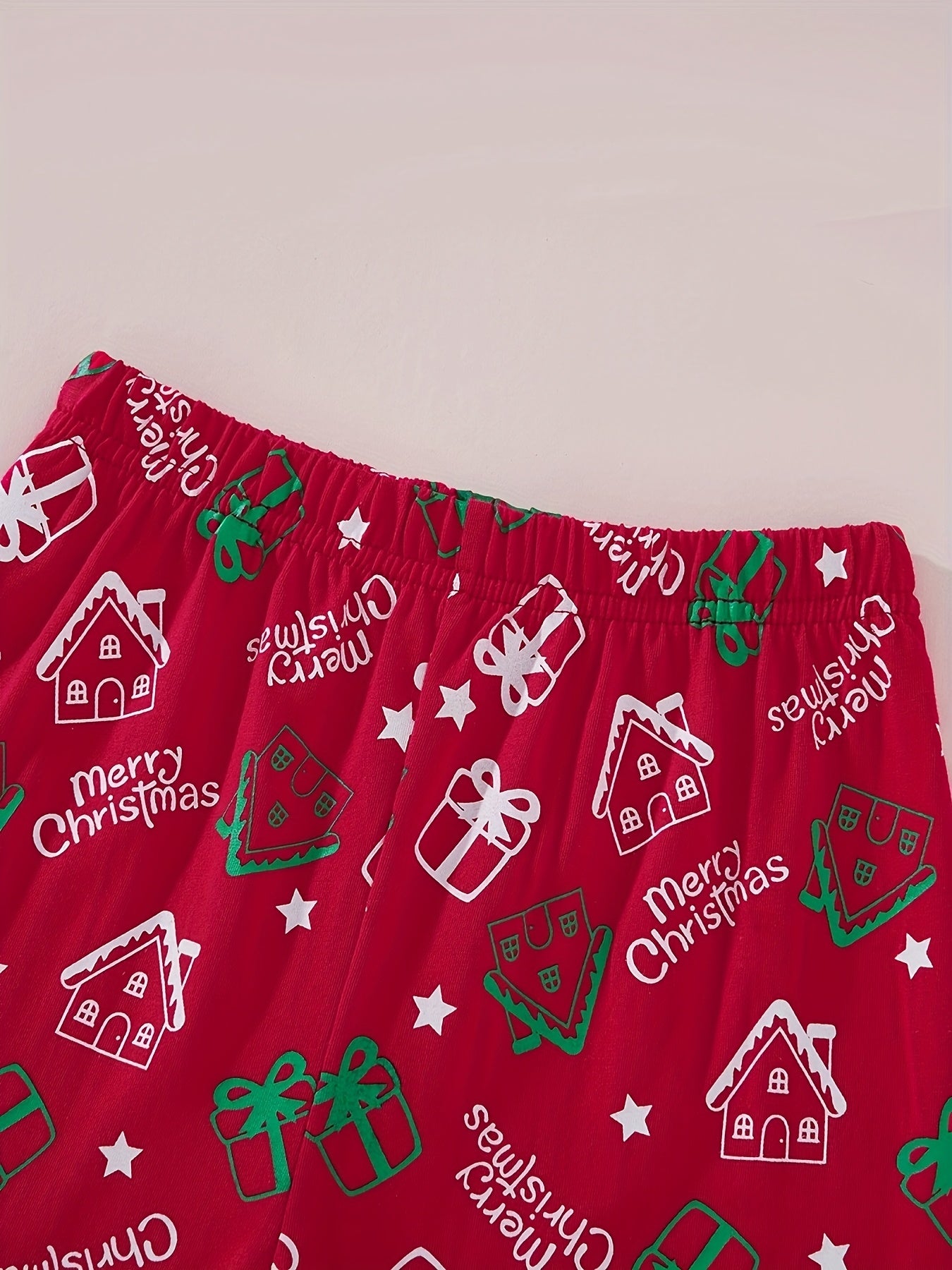 Սուրբ Ծննդյան գիշերանոցների հավաքածու տղաների և աղջիկների համար, կարմիր, Ձմեռ պապիկից, բամբակյա, կրակակայուն կոստյում, Սուրբ Ծննդյան նվեր, սահնակ, մեքենա, կարմիր, գիշերանոցների հավաքածու, երկու կտոր