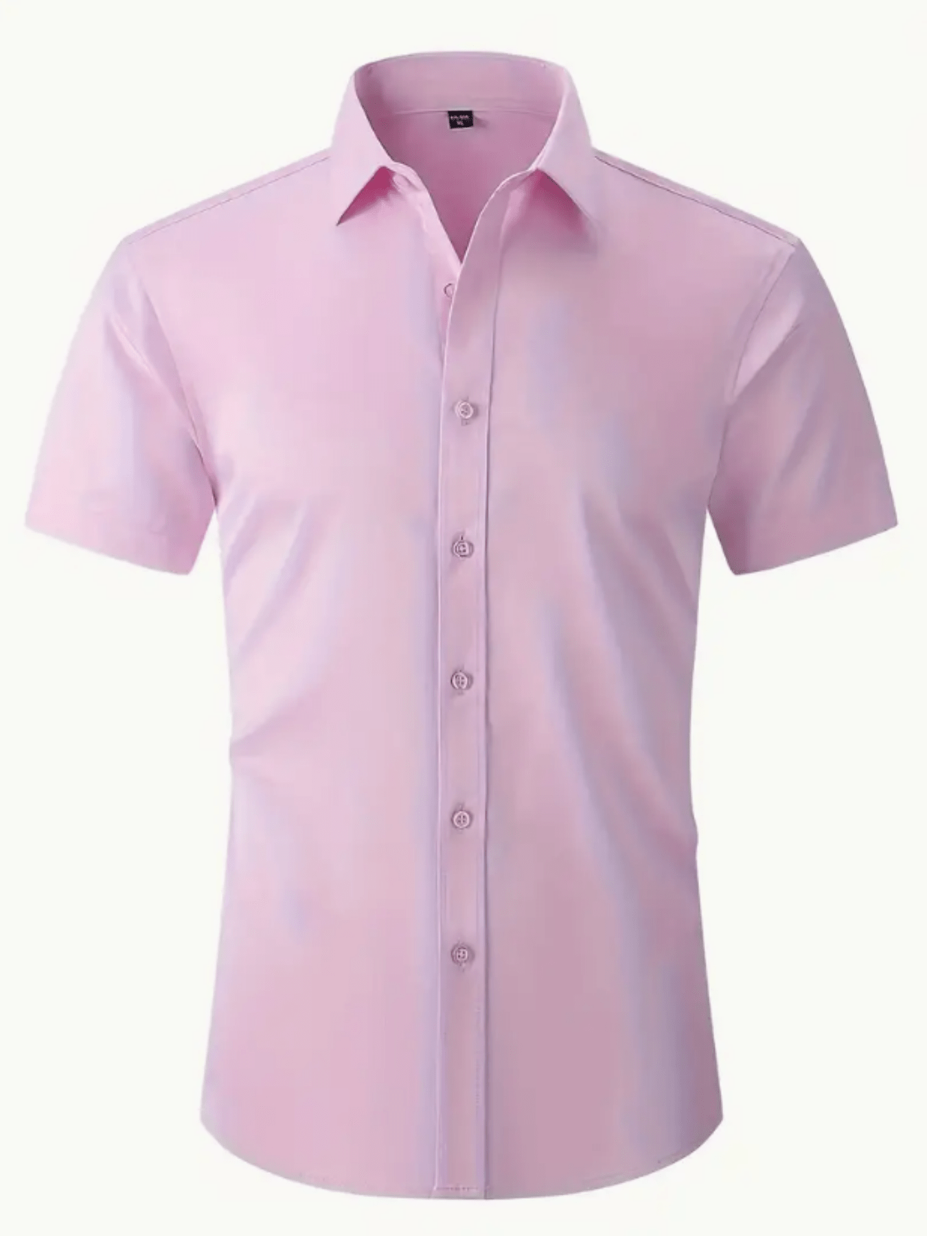 Men's Stretch Solid Color Short Sleeve Shirt for Summer
