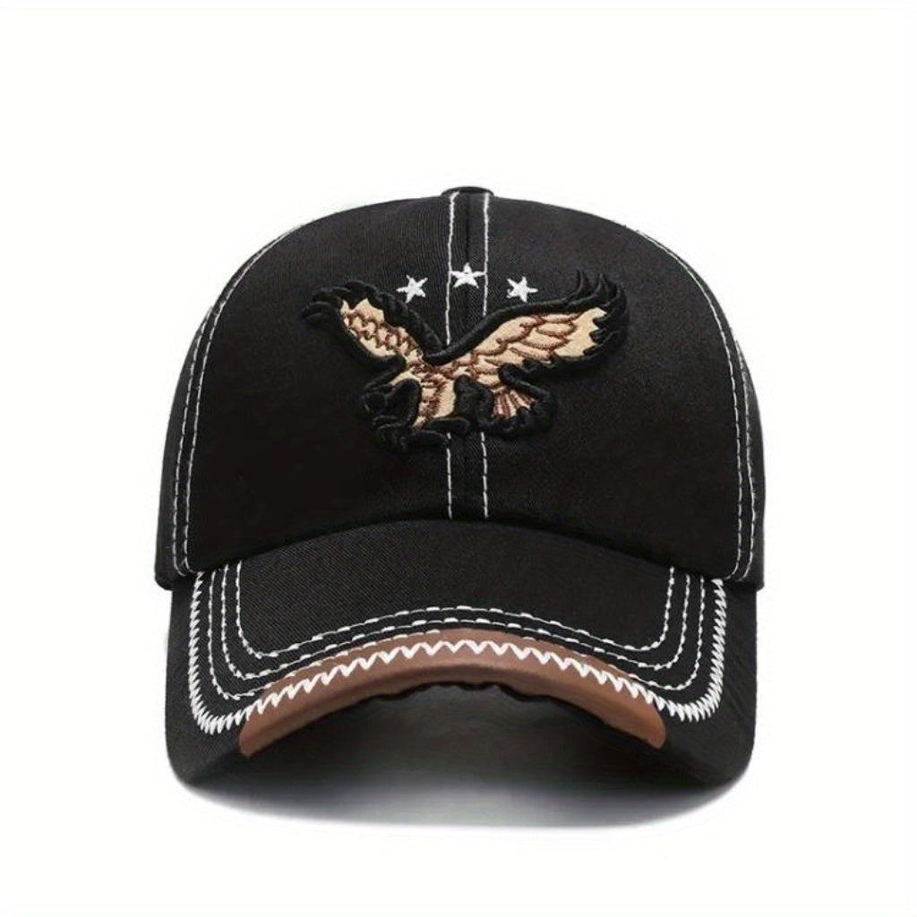Unisex Fashion Cool 3D Eagle ասեղնագործված բեյսբոլի գլխարկ, կարգավորելի արևապաշտպանություն պատահական սպորտային արևապաշտպան գլխարկ կանանց և տղամարդկանց համար