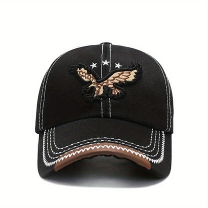 Unisex Fashion Cool 3D Eagle ասեղնագործված բեյսբոլի գլխարկ, կարգավորելի արևապաշտպանություն պատահական սպորտային արևապաշտպան գլխարկ կանանց և տղամարդկանց համար