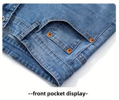 Men'S Stretchy Long Pants, Stylish And Versatile, Slim Fit, Breathable, Trendy Denim Trousers for Spring And Summer.