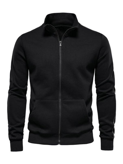 Men's Full-Zip Hooded Jacket - Thermal Zip-Up Sweater Coat, Full-Length Zipper Closure, Machine Washable Winter Outerwear for Cold Weather, Gym, Office & Everyday - Black Formal & casual Outer Jacket for Men, Winter Hoodies f