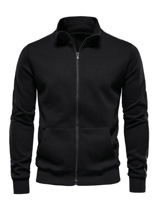 Men's Full-Zip Hooded Jacket - Thermal Zip-Up Sweater Coat, Full-Length Zipper Closure, Machine Washable Winter Outerwear for Cold Weather, Gym, Office & Everyday - Black Formal & casual Outer Jacket for Men, Winter Hoodies f