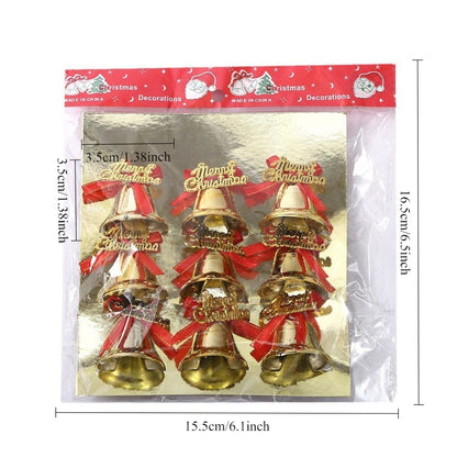 6pcs/9pcs Golden Yellow Small Bells Christmas Ornaments - Classic Golden Bell Decorations with Red Ribbon-like Hangers, Plastic Non- Tree & Wreath Bells for Xmas, New Year, Wedding, Party - & Pets (Bulk Pack), Christmas Decor
