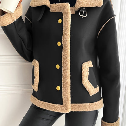 Women's Elegant Motorcycle Jacket - Heavy-Duty Winter Coat, Brown, Non-Stretch Motorcycle Outerwear for Cold Weather Riding & Everyday Chic - Machine Washable Outer Jacket, Seasonal Fashion, Classic Design, Premium Detailing,