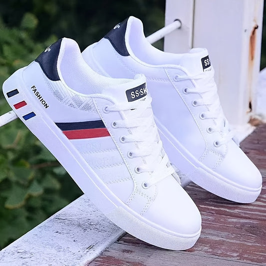 Men's Large Size Fashion Solid Color Low Top Skateboard Shoes, Comfortable and Anti-slip Casual Street Style Sports Shoes, Suitable for Men's Outdoor Activities