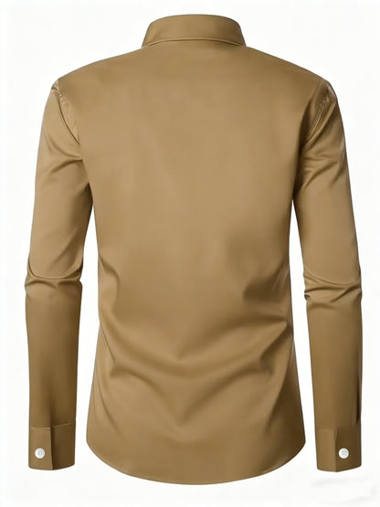 Men's Casual Business Shirt Short Sleeve Polyester Top