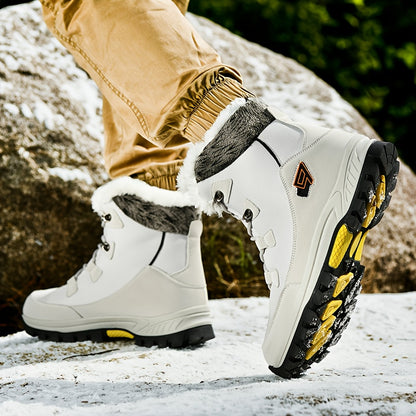 Men's & Women's Winter Snow Boots with Plush Lining & Slip-Resistant Rubber Sole - High-Ankle Lace-Up PU Shell, Insulated Cold-Weather Traction for Hiking, Hunting, Outdoor Activities - Unisex Heavy-Duty Round-Toe Boots for M