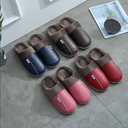 PU Slip-On Indoor Slippers for Men and Women with Thick Sole