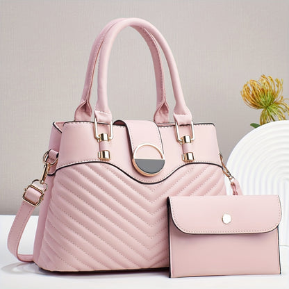 Elegant Large Capacity Black PU Tote Bag with Adjustable Strap