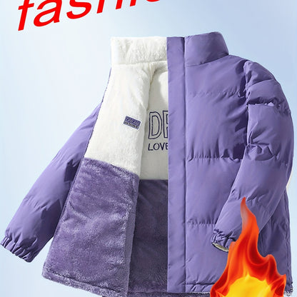 Տղամարդու երկկողմանի բրդյա ծածկույթով հաստ բաճկոն՝ առօրյա կանգնած օձիքով՝ տառերի տպագրությամբ, սովորական չափսերով, գրպաններով, պոլիեսթերային լցոնով, բազմակողմանի աշուն/ձմեռ համար, ձմեռային բաճկոն