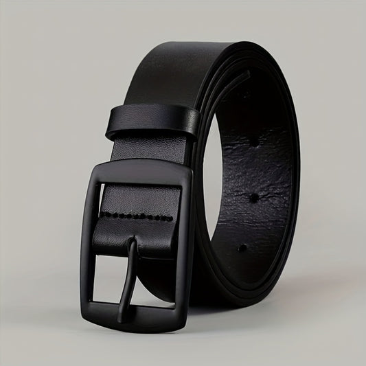 LJSQ Men's Faux Leather Belt - Casual Style Square Alloy Buckle - Adjustable Comfort Fit for Daily Wear & Business - 1pc