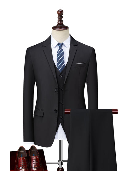 Men's Slim Fit Two-Button Suit Set with Notch Lapel
