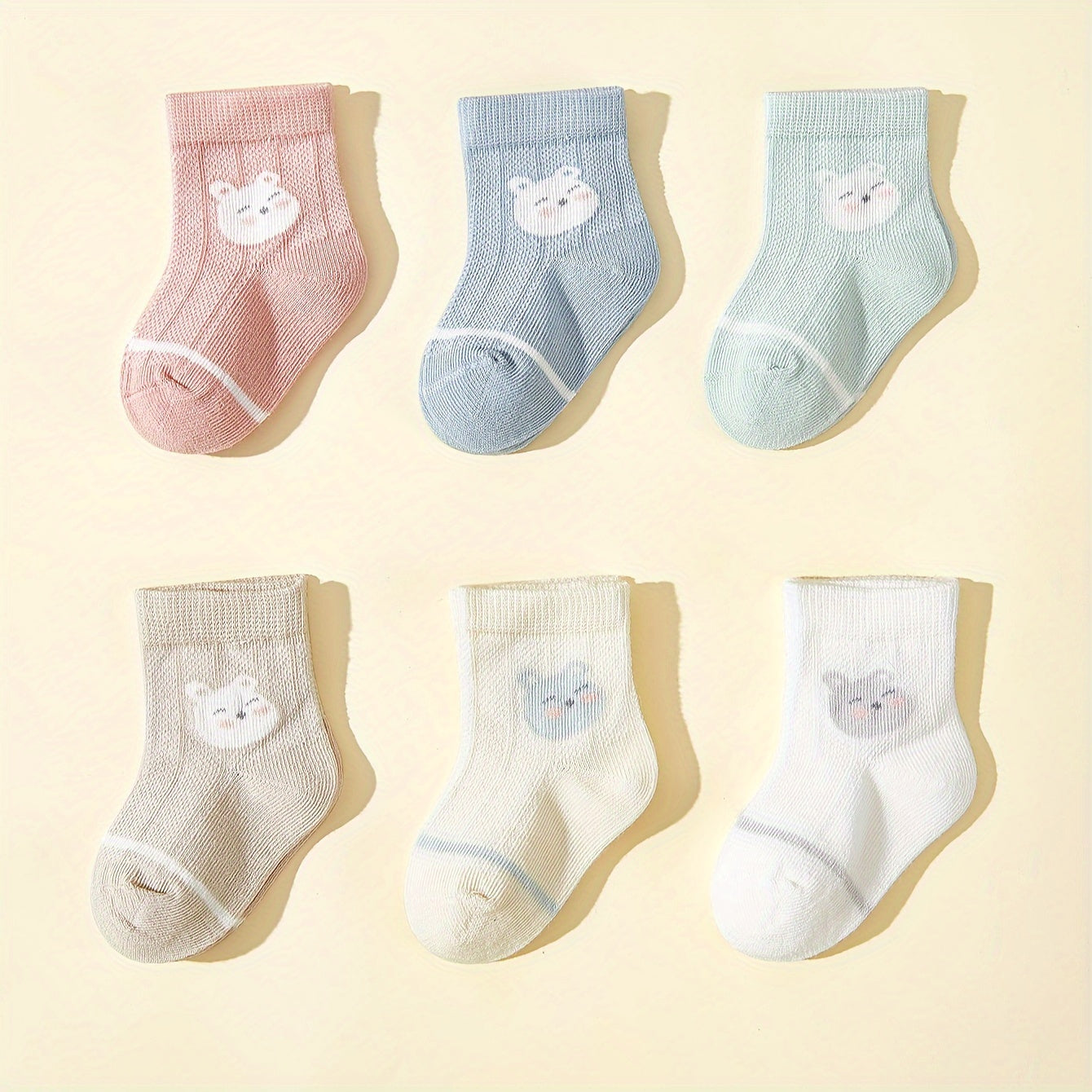 6 Pairs Of Baby Girl's Cotton Blend Adorable Animals Pattern Crew Socks, Comfy Breathable Casual Soft & Elastic Socks For Infant's Indoor Outdoor Activities