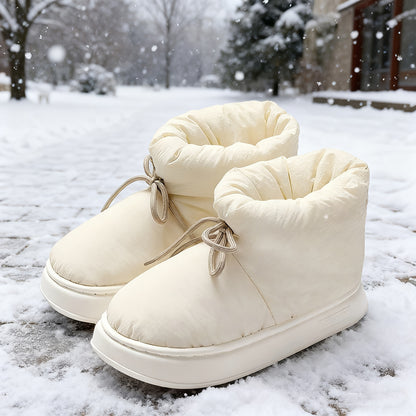 Տղամարդկանց և կանանց ձմեռային կոշիկներ՝ փափուկ աստառով, փափուկ գործվածքից պատրաստված վերին մասով և EVA ներբանով, կլոր քթով կարճ կոշիկներ՝ ներսի/դրսի համար, ունիսեքս առօրյա կոշիկներ՝ սև/մոխրագույն/մուգ կապույտ գույներով - All-Season Com