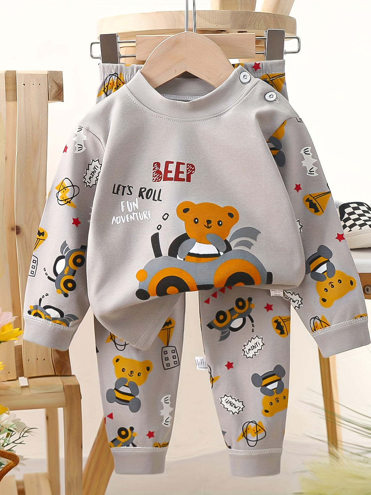 Girls' Casual Cotton Autumn Winter Animal Print Set - ayq