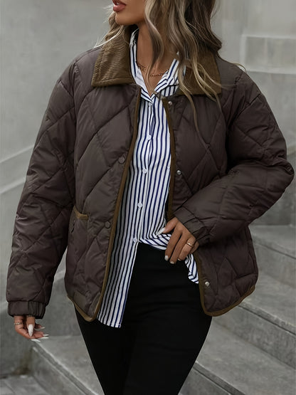 Ռոմբուսաձև նախշերով կանացի նորաձև վերնաշապիկ, օձիքով միահյուսված միաշերտ կարճ վերարկու, ձմեռ 2024, նորույթ, կոնտրաստային զարդանախշ, փոքր չափսի բաճկոն, նորաձև տաք, առօրյա վերնազգեստ, բարձր գնահատականներ ստացած