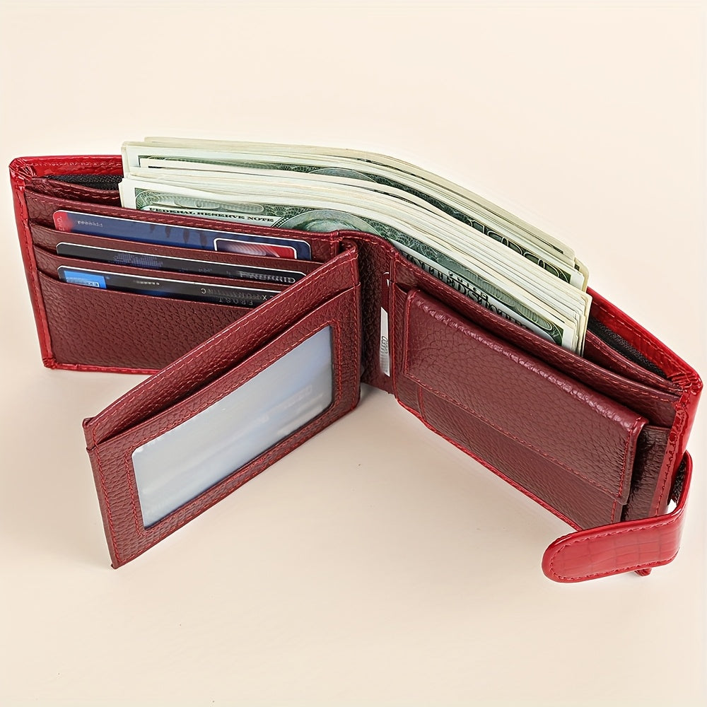 NIUCUNZH Full-Feature Genuine Leather Wallet Compatible for Men & Women - Top-Grain Cowhide with Magnetic Closure, Multi-Card, Photo & Coin Pocket, Passport Holder - Elegant Crocodile-Embossed Design, Valentine's/Mother's/Tha - ayq