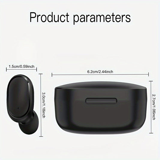 Sleek Black Wireless Earbuds with HiFi Stereo & Sports Mic - Wireless In-Ear Headphones for iOS/Android, USB Charging Case Included - Ideal Gift for Men, Women, Gamers, Wireless Audio|Compact Headset|Portable Charging