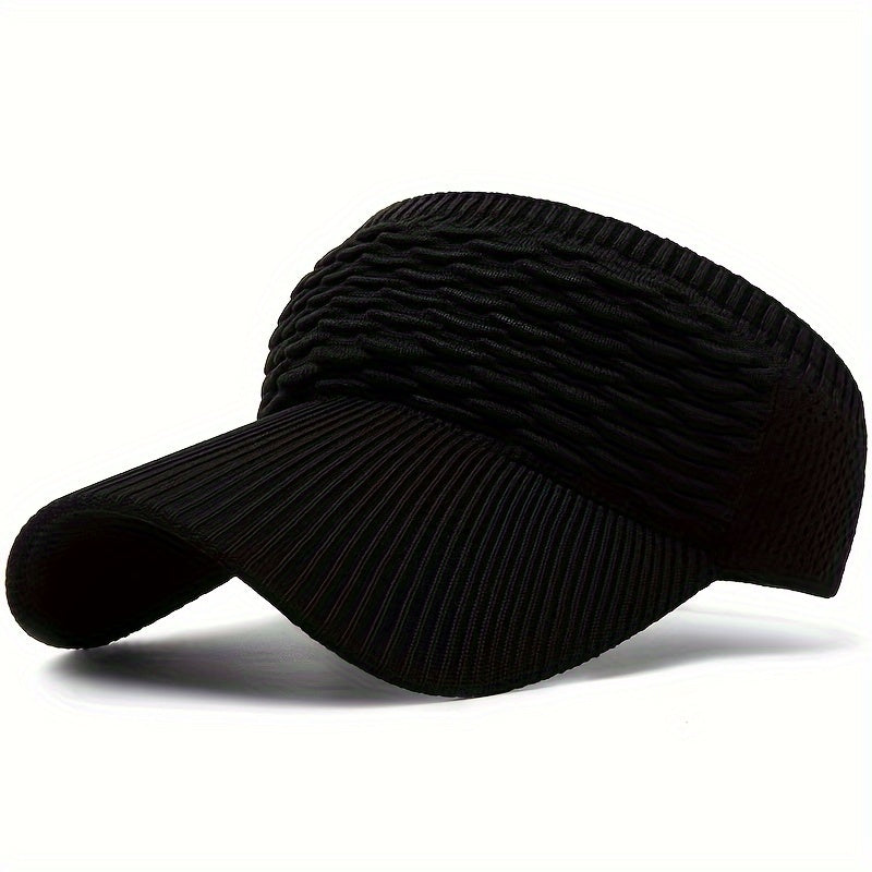 Casual Elastic Knitted Cap, Breathable Women's Empty Top Sunshade Hat For Outdoor Sports And Sun Protection