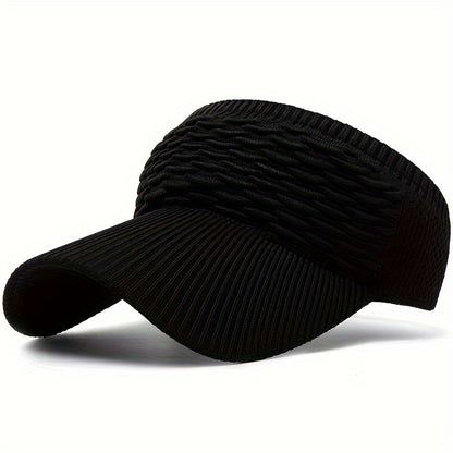 Casual Elastic Knitted Cap, Breathable Women's Empty Top Sunshade Hat For Outdoor Sports And Sun Protection