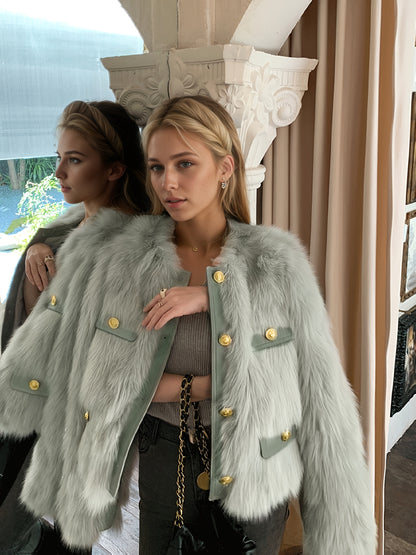 Women'S Elegant Faux Fur Coat - Chic Long Sleeve, Button-Up Front, Loose Fit, Solid Color, Perfect for Fall/Winter Casual Outings, Stylish Outerwear | Chic Long Sleeve | Sleek Design, Fur Coat For Women Winter, Fur Coat Women