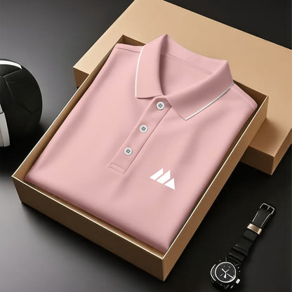 Creative Geometric Pattern Printed Shirt - Breathable Golf Top, Short Sleeve, Button Neck, Regular Pattern, High Quality Fabric, Slightly Elastic, Suitable for Tennis Sports and Business Occasions, Can Be Used as a Gift - ayq