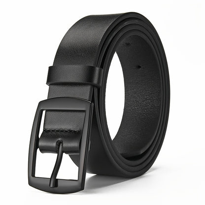 CKIRUV Men'S Elegant Faux Leather Belt with Alloy Buckle, Fashionable Business Casual Accessory, Ideal Valentine's/Mardi Gras/Campus Gift, Black
