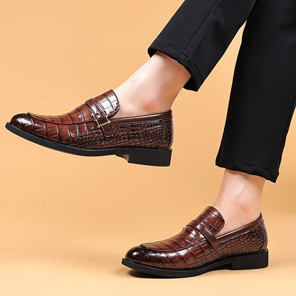 Men's Business Casual Oxford Shoes with Crocodile Pattern