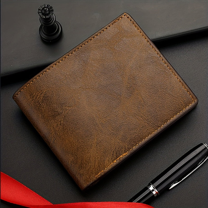 Men' Soft PU Leather Wallet with Dollar Bill Clip & Zipper Closure - Compact Lightweight Cash Holder Suitable for Everyday Carry, Travel, Business - Casual Money Wallet